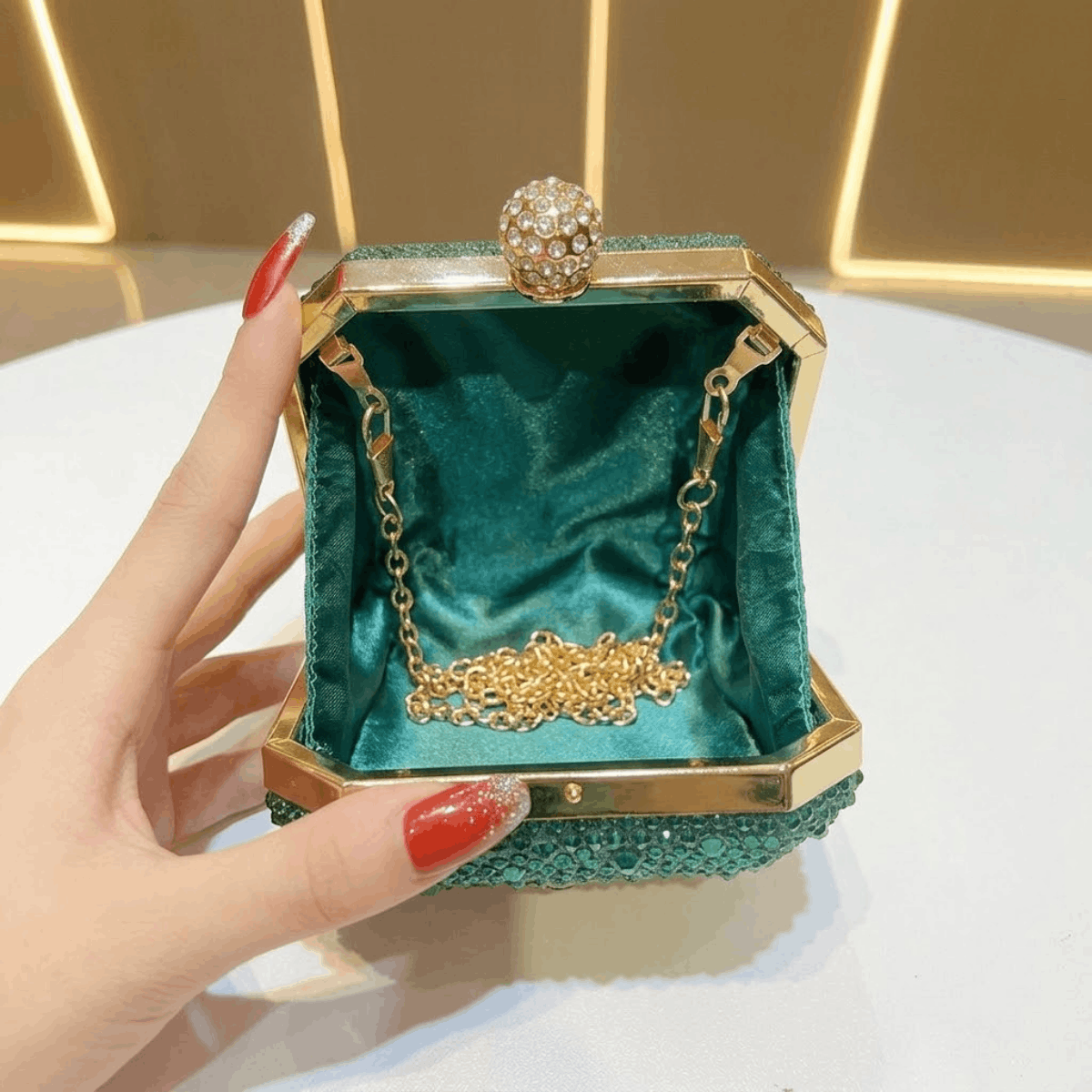 Party Wear Crystal Box Clutch💎👜 - Image 3