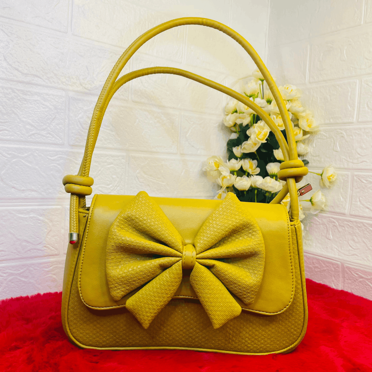 Elegant Bow Design Ladies Handbag – Pink - Image 5