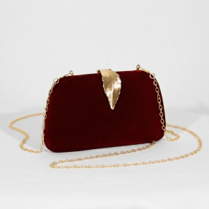 Leaf Lock Velvet Party Clutch Bag 👜🍃 - Image 6
