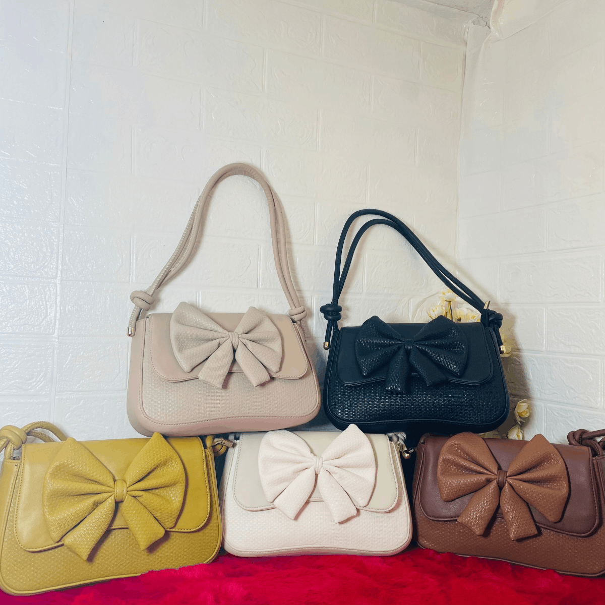 Elegant Bow Design Ladies Handbag – Pink - Image 6